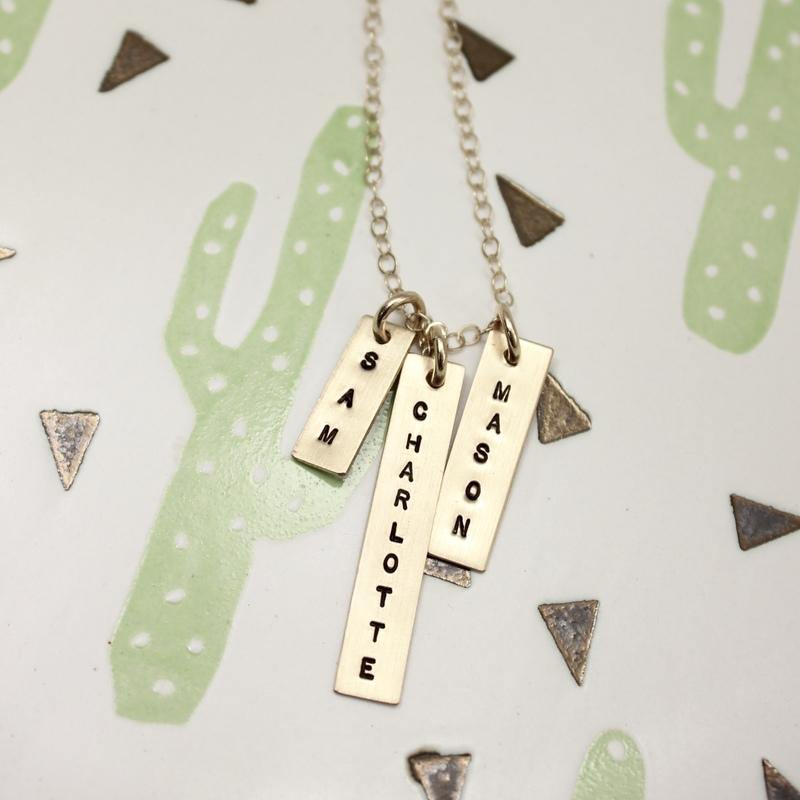 Gold Long Bar Name Necklace - TYI Jewelry