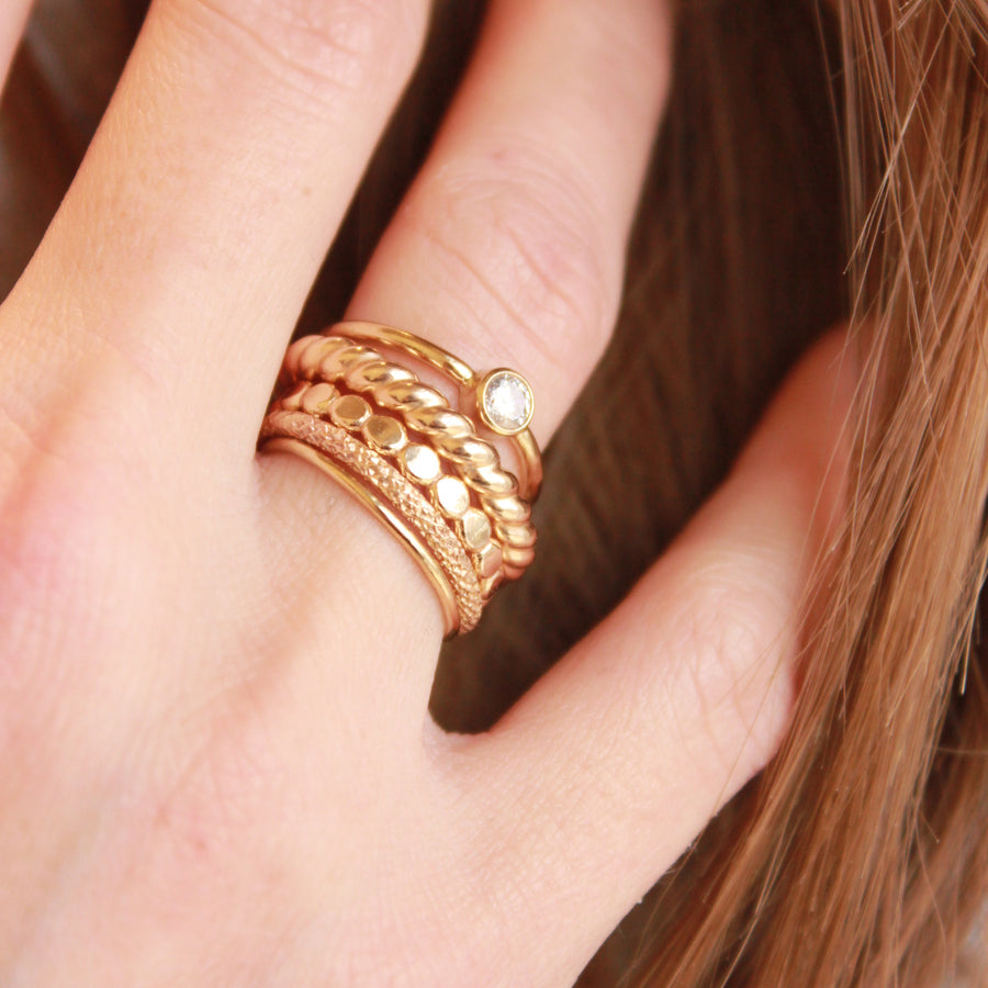 Large Yellow Gold Filled Crystal Ring - TYI Jewelry