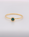 Large May Birthstone Ring with 4mm emerald green stone and gold-filled band