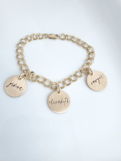 Yellow Gold Filled Name Charm Bracelet - TYI Jewelry