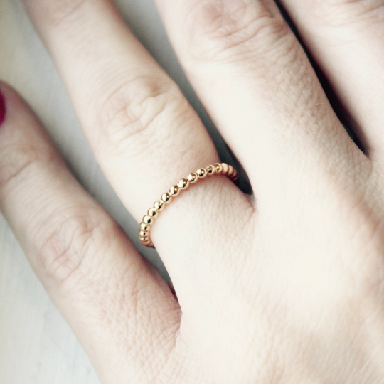 Yellow Gold filled beaded ring - Going Golden