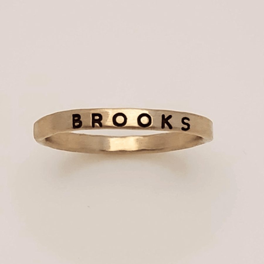 Skinny Stacking Rings With Block Font - TYI Jewelry