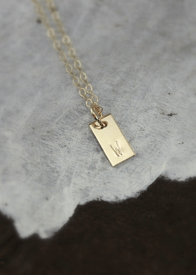 Dainty Gold Initial Tag Necklace - Going Golden