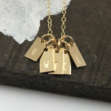 14K Gold Initial Tag Necklace - TYI Jewelry