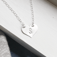 Sterling Silver Initial Heart Necklace - TYI Jewelry