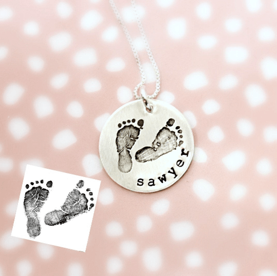 Footprint Necklace with Name - Going Golden