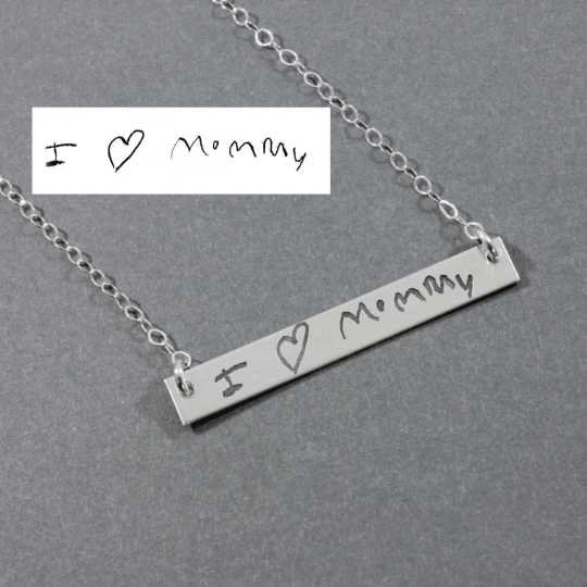 Actual Handwriting Bar Necklace - Going Golden