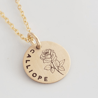 Birth Flower Necklace with Name - Going Golden