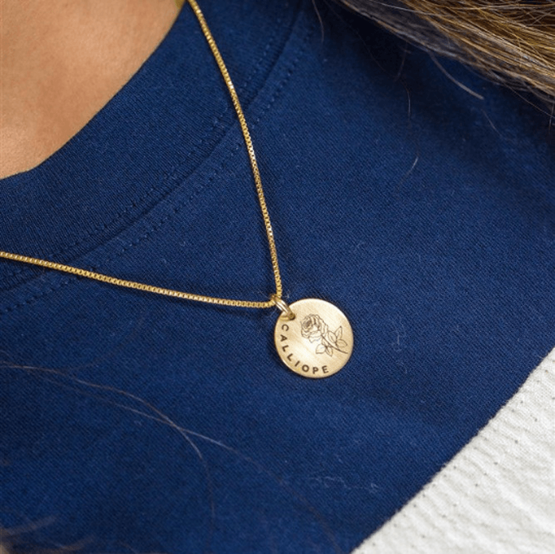Birth Flower Necklace with Name - TYI Jewelry