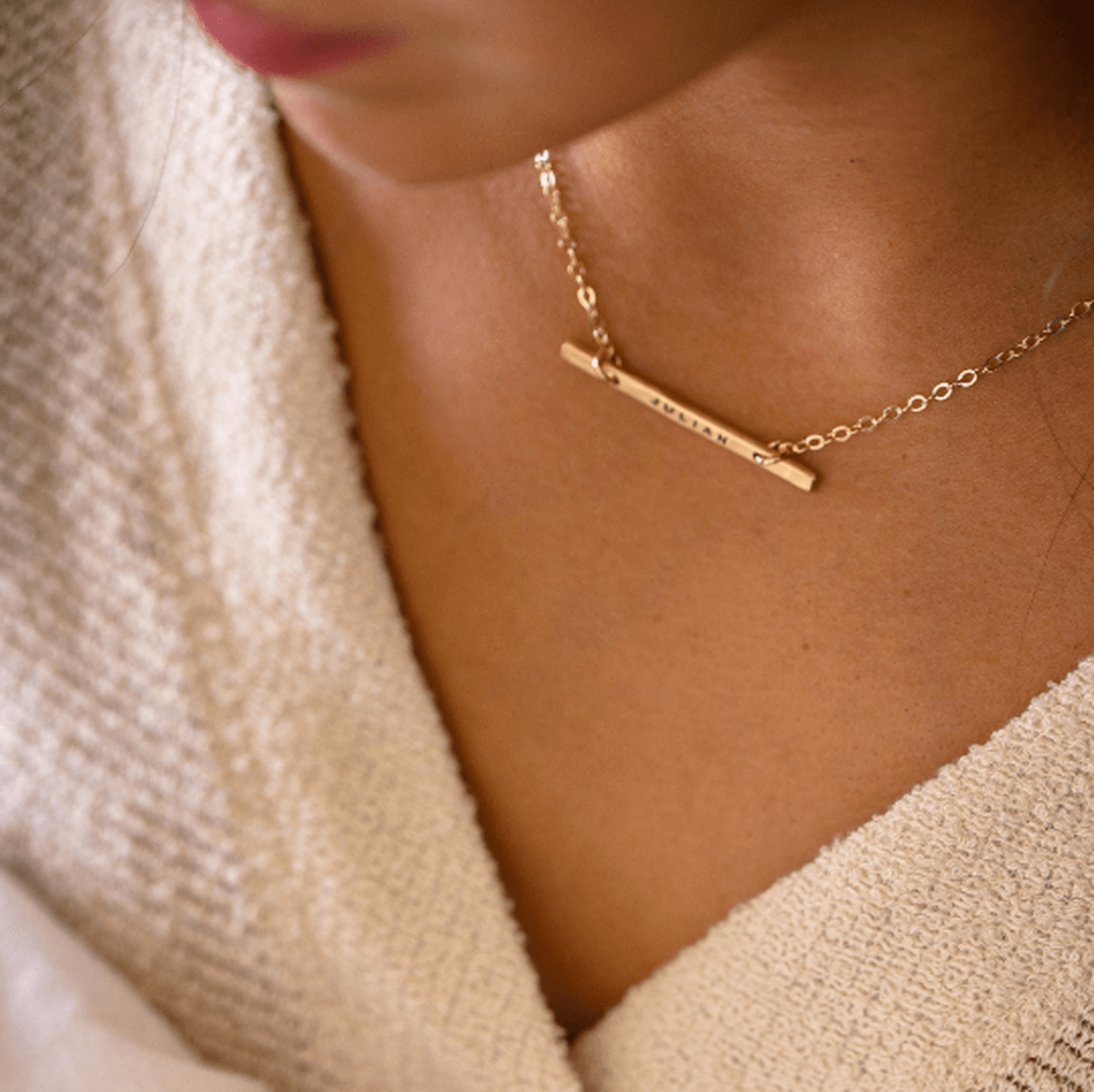 Skinny Bar Name Necklace - Going Golden