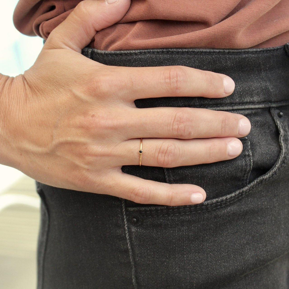 black gemstone ring - Going Golden