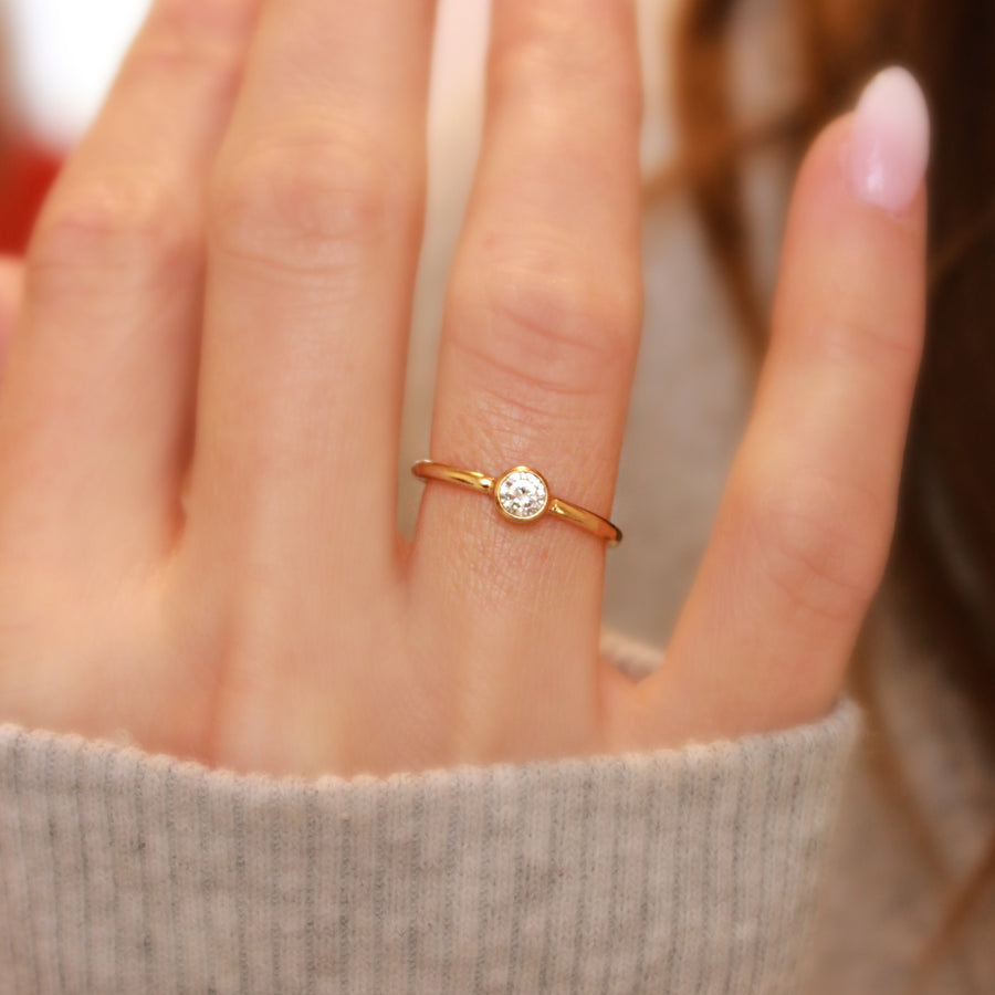 Large Yellow Gold Filled Crystal Ring - TYI Jewelry