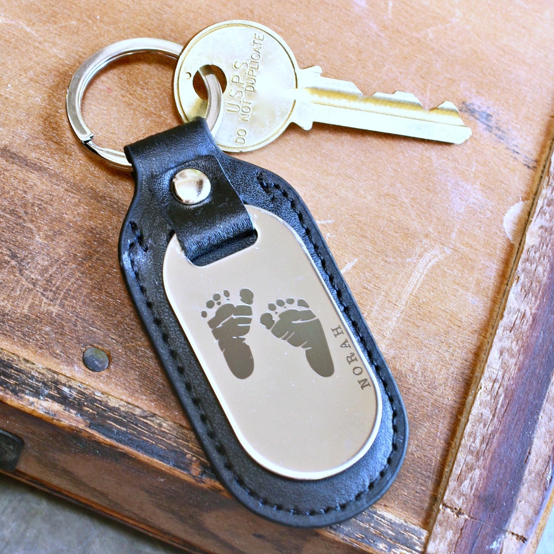 Handwriting Footprint Keychain - Going Golden