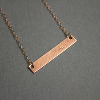 Rose Gold Filled Bar Necklace With Name - TYI Jewelry
