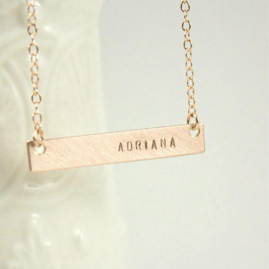 Rose Gold Filled Bar Necklace With Name - TYI Jewelry