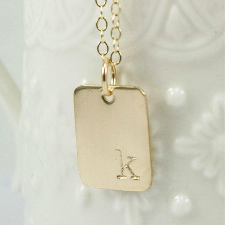 Gold Initial Rectangle Necklace - TYI Jewelry