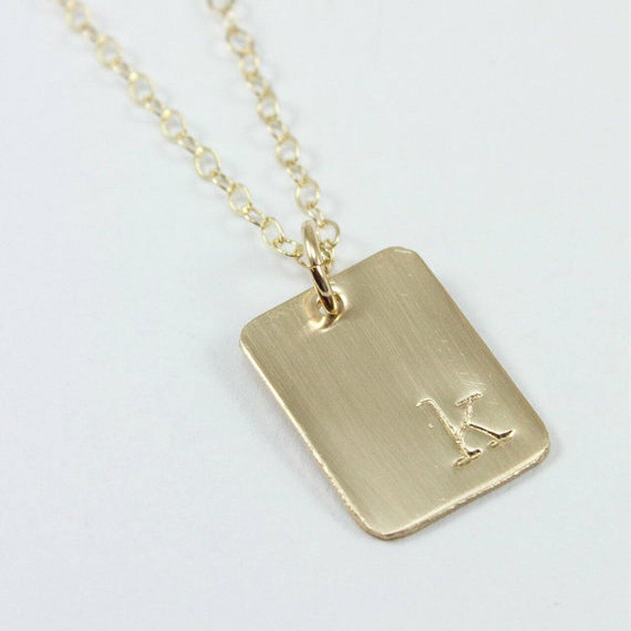 Gold Initial Rectangle Necklace - Going Golden
