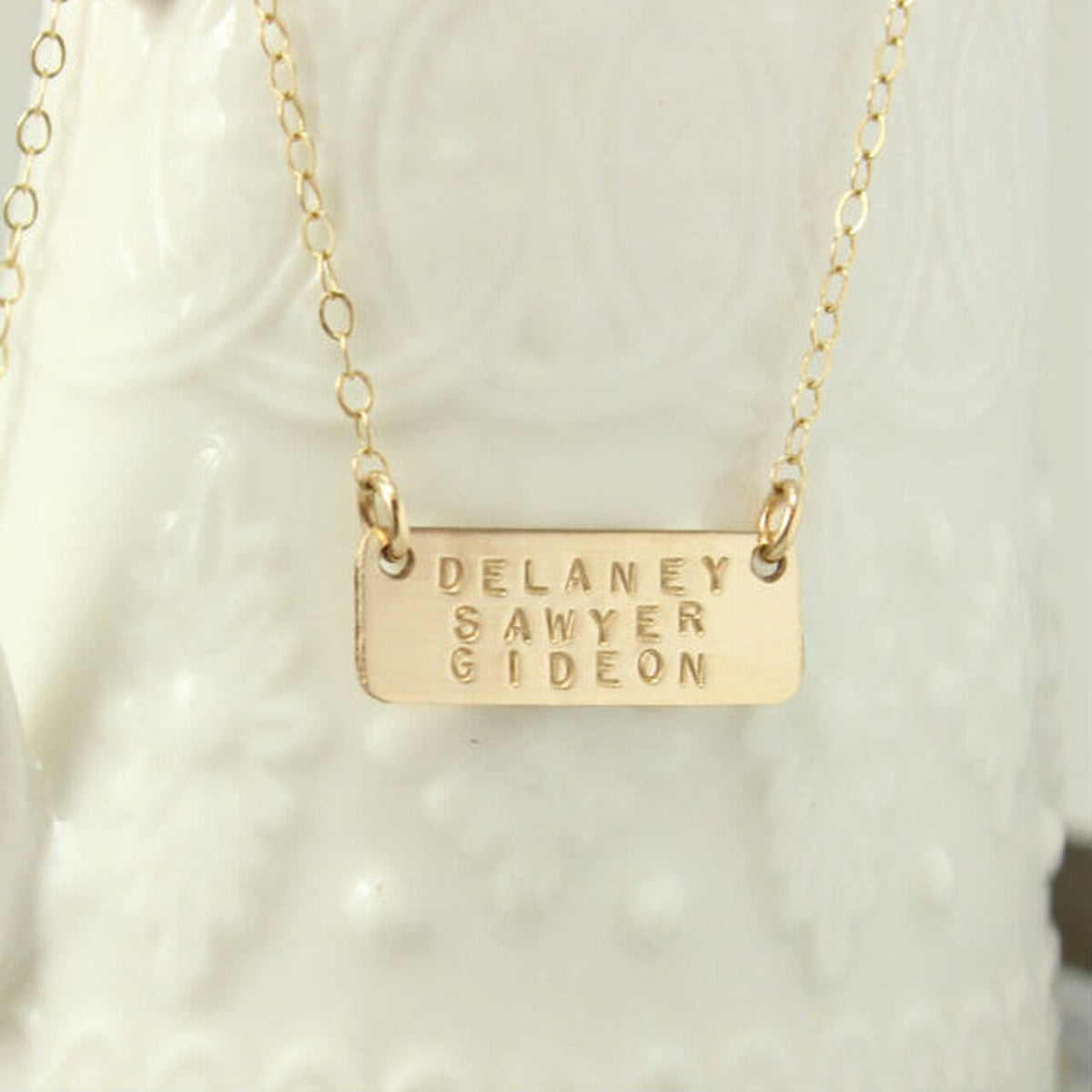 Three Name Gold Bar Necklace - Going Golden