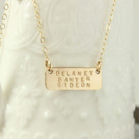 Three Name Gold Bar Necklace - Going Golden