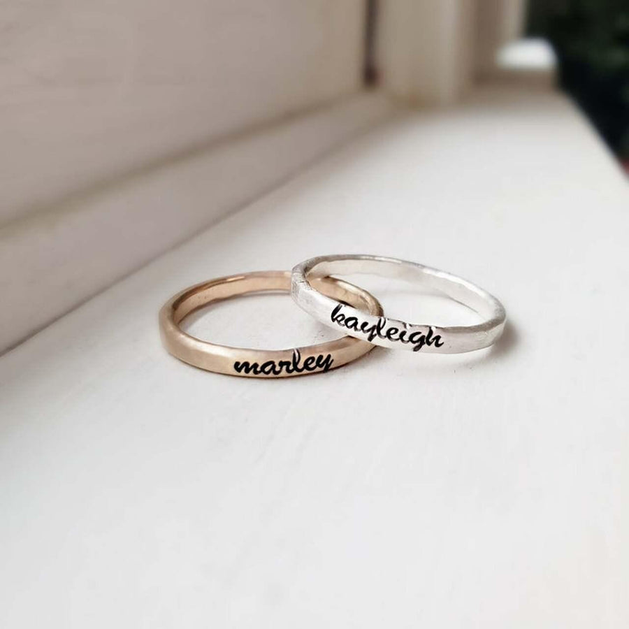 Bold Cursive Name Stacking Ring - TYI Jewelry