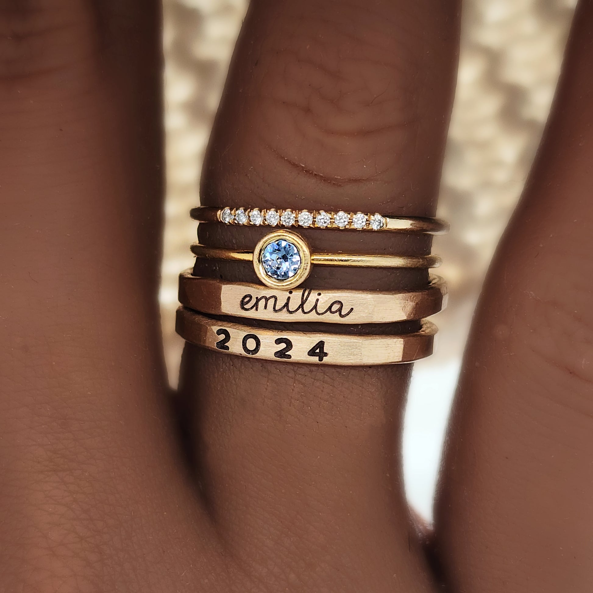 Large March Birthstone Ring - Going Golden