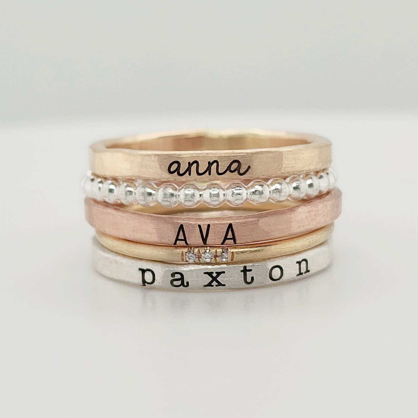 Mixed metals ring set for women