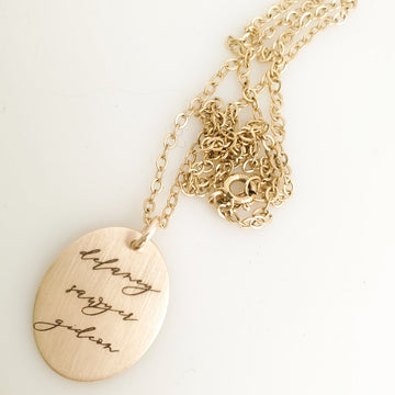 Cursive Oval Necklace - Going Golden