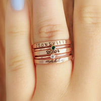 Rose Gold Filled Class Ring Set - TYI Jewelry